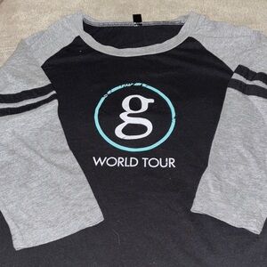 Official women’s Garth Brooks Raglan Sleeve World Tour Shirt - Black and Gray